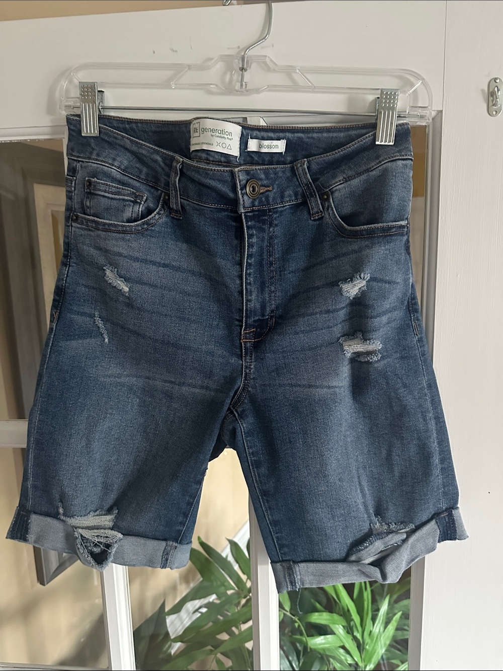 Ladies Washed Blue Denim Shorts